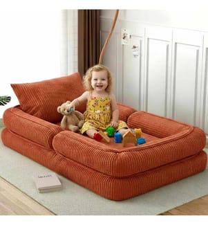 Beistellbett, Fliesenrot, Material: Polyester/Leinen