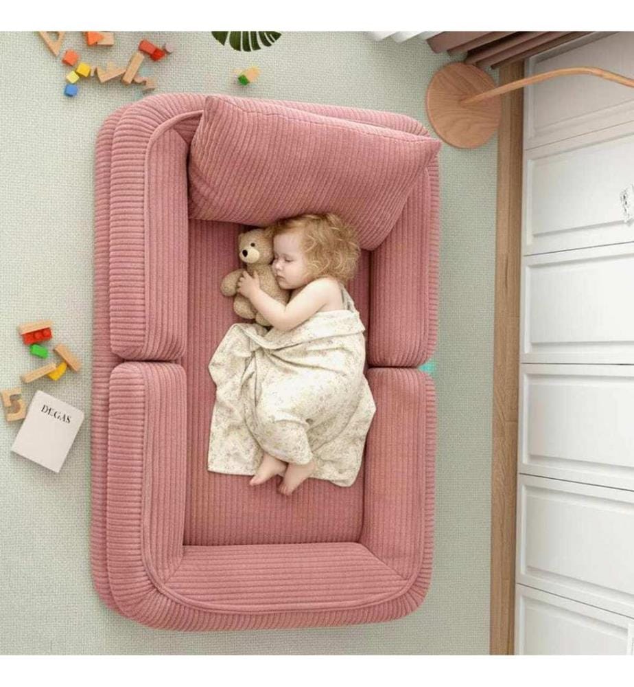 Beistellbett, Puder, Material: Polyester/Leinen