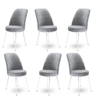 Stuhl-Set , 6 Stück, Grau, Weiss, Gestell: Metall, Stoff: Babyface