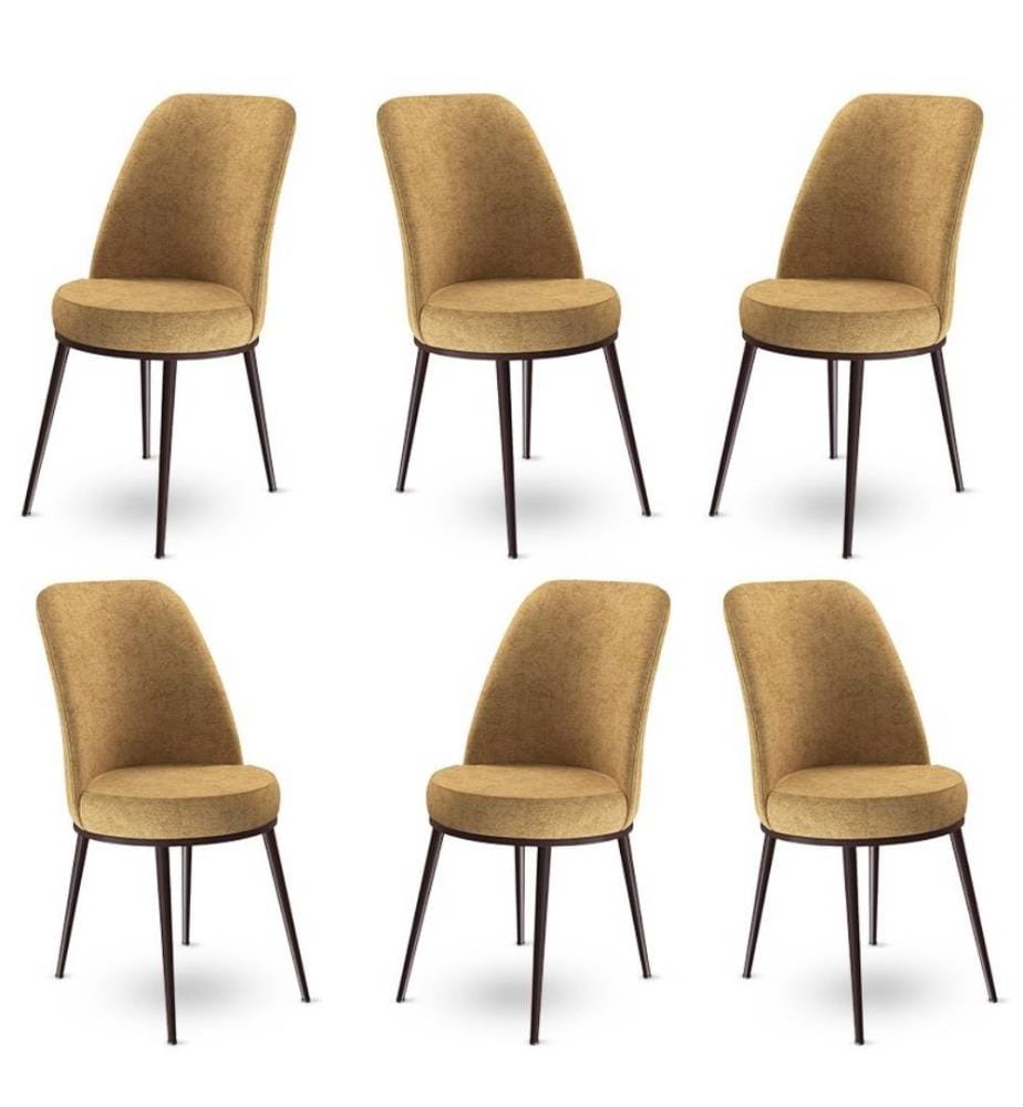 Ensemble de chaises, 6 pièces, Cappuccino, Brown, Frame : Métal, Tissu : Babyface