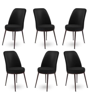 Stuhl-Set , 6 Stück, Schwarz, Braun, Gestell: Metall, Stoff: Babyface