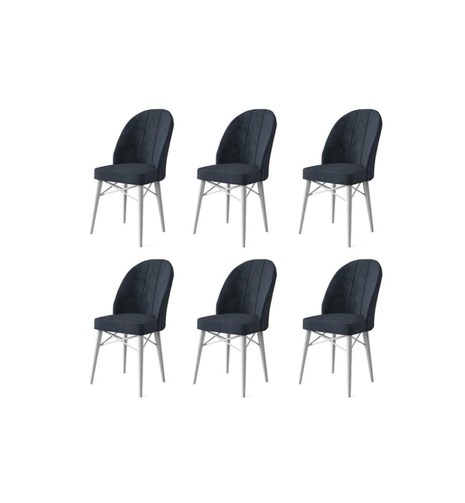 Stuhl-Set , 6-teilig, Anthrazit, Weiss, Gestell: Metall, Stoff: Babyface