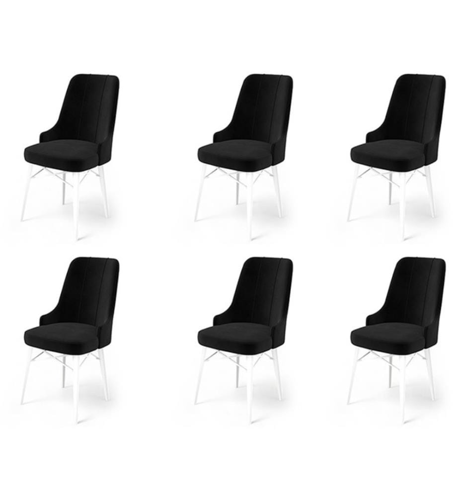 Stuhl-Set , 6 Stück, Schwarz, Weiss, Gestell: Metall, Stoff: Babyface