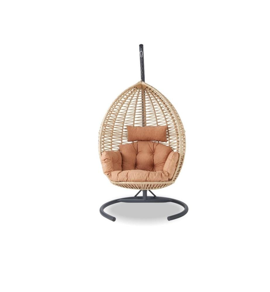 Chaise à bascule de jardin, Beige Black, Métal, Capacité 150 Kg
