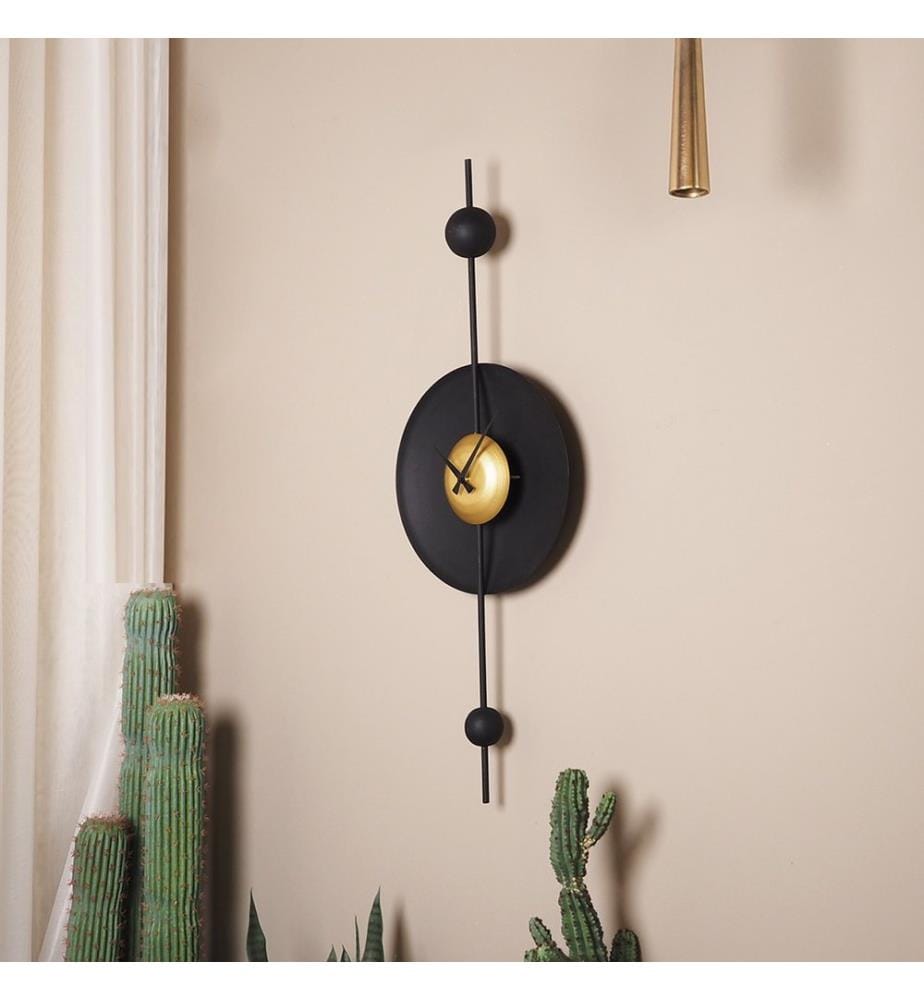 Decorative Metal Wall Clock, Gold, Black, 100% STEEL