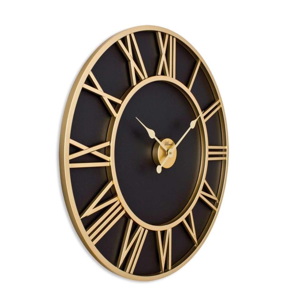 Decorative Metal Wall Clock, Gold, Black, 90% STEEL / 10% MDF