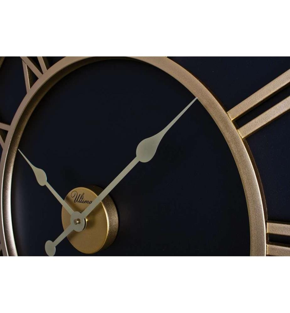 Decorative Metal Wall Clock, Gold, Black, 90% STEEL / 10% MDF
