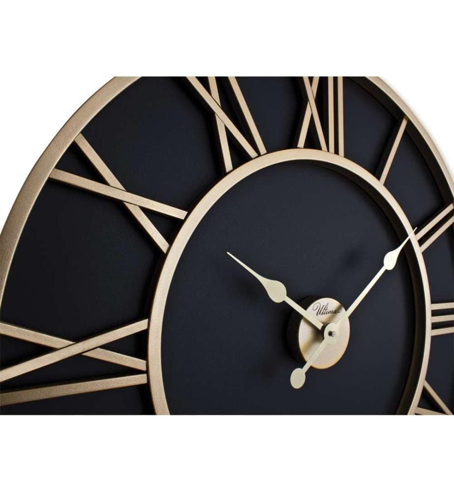 Decorative Metal Wall Clock, Gold, Black, 90% STEEL / 10% MDF
