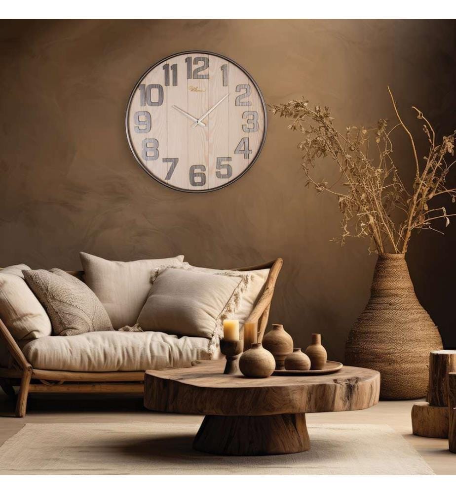 Horloge murale décorative en métal, bois, 80 % MDF / 20 % ACIER