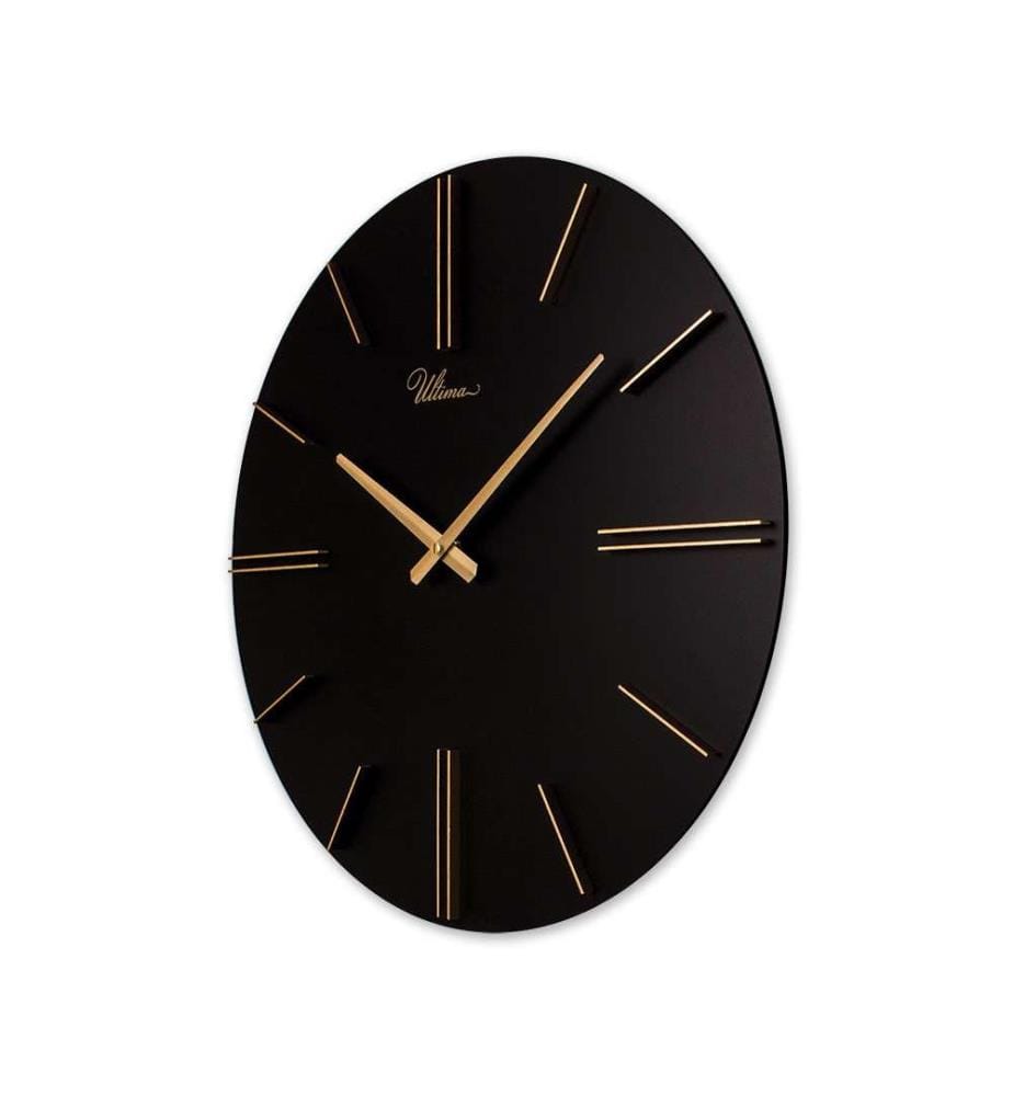 Decorative Wall Clock, Black, Gold, 95% MDF / 5% PLASTIC