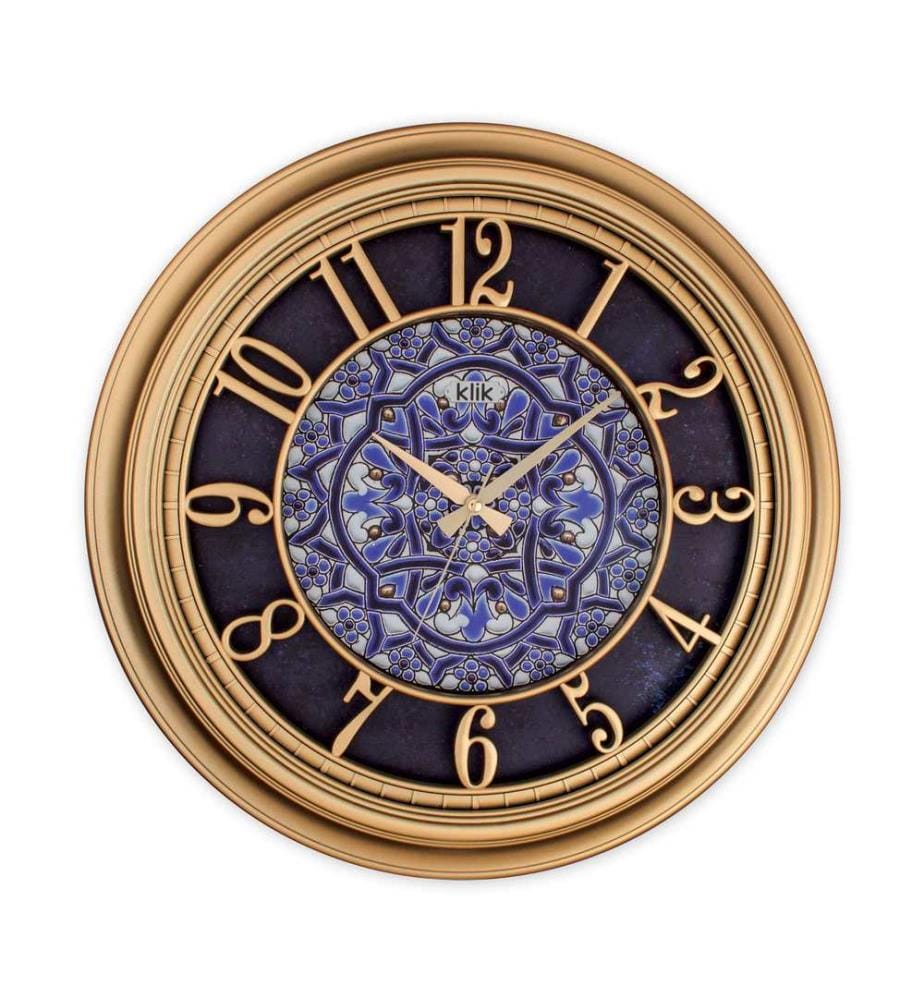 Decorative Wall Clock, Gold, 90% PLASTIC / 10% GLASS