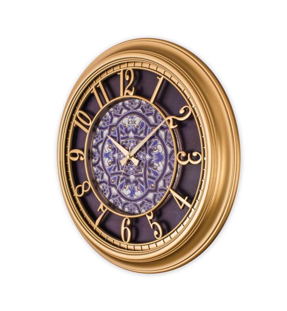 Decorative Wall Clock, Gold, 90% PLASTIC / 10% GLASS