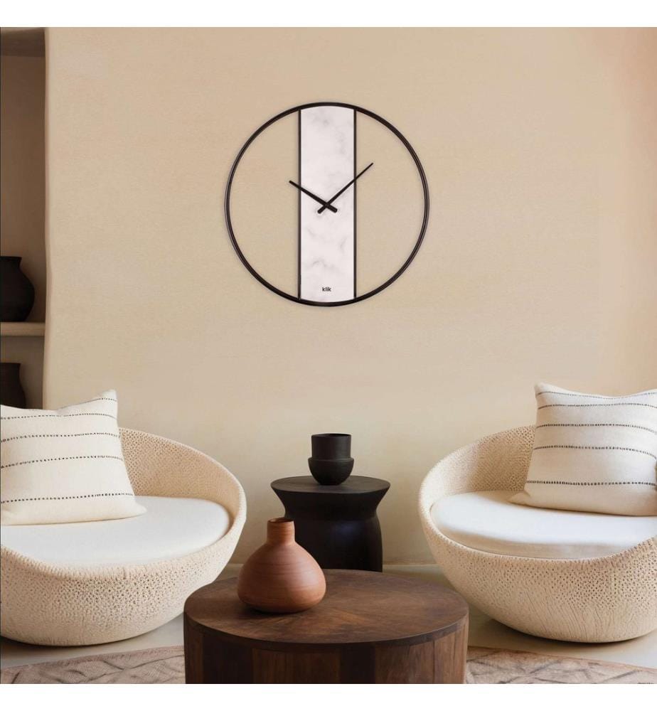 Decorative Metal Wall Clock, White, 95% STEEL / 5% MDF