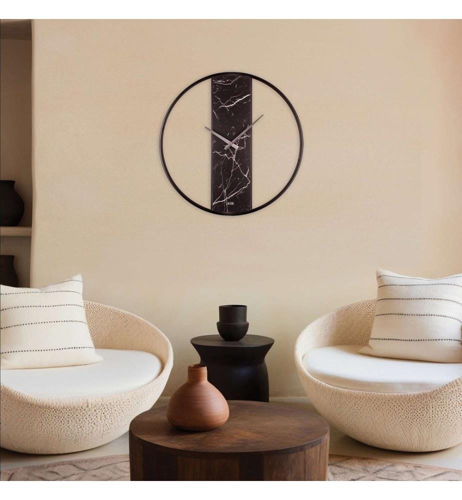 Decorative Metal Wall Clock, Black, 95% STEEL / 5% MDF