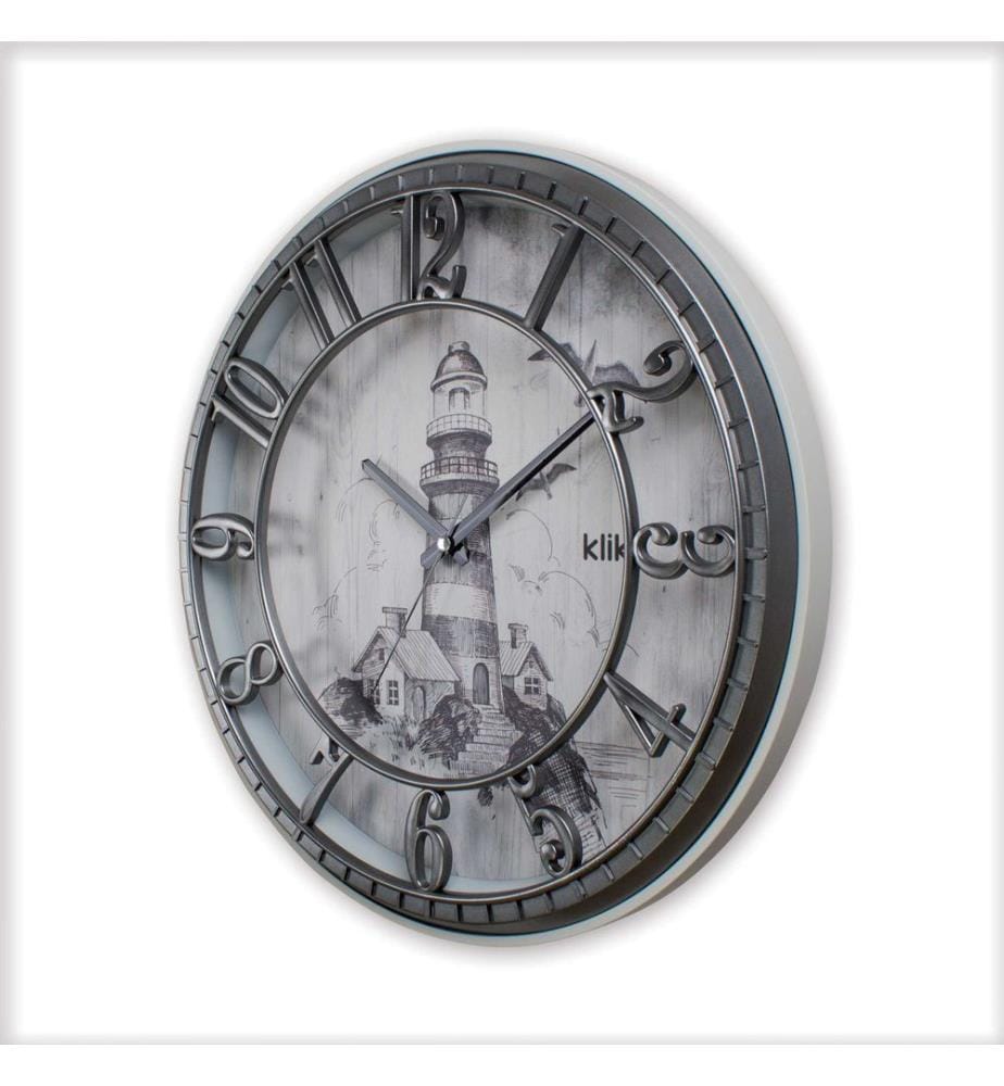 Decorative Wall Clock, Silver, 90% PLASTIC / 10% GLASS