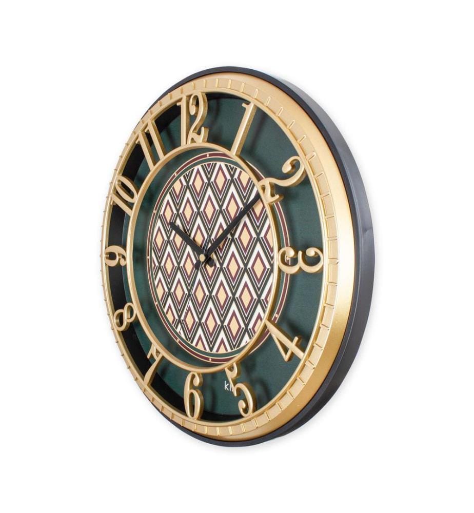 Decorative Wall Clock, Brown, Green, 90% PLASTIC / 10% GLASS