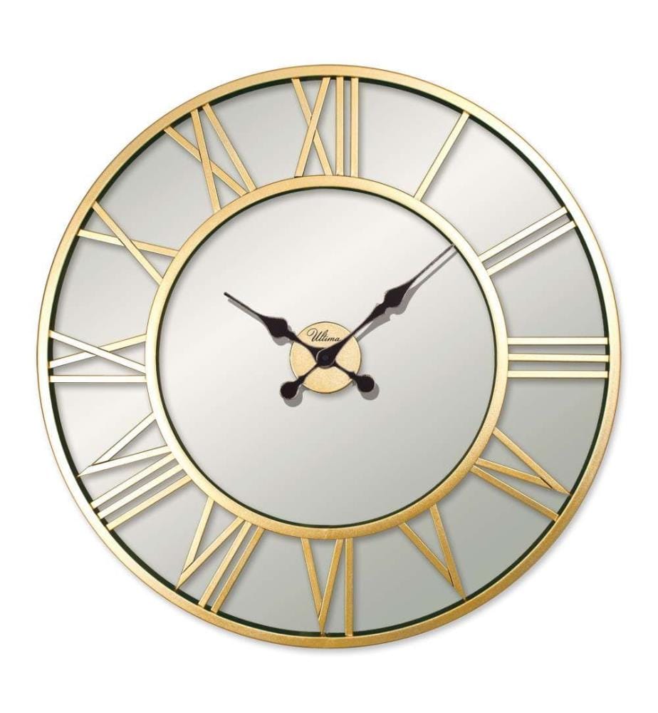 Decorative Metal Wall Clock, Gold, 70% STEEL / 30% GLASS