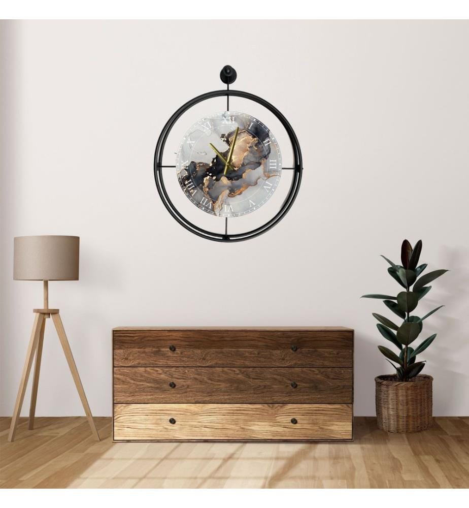 Decorative Metal Wall Clock, Black, 100% METAL