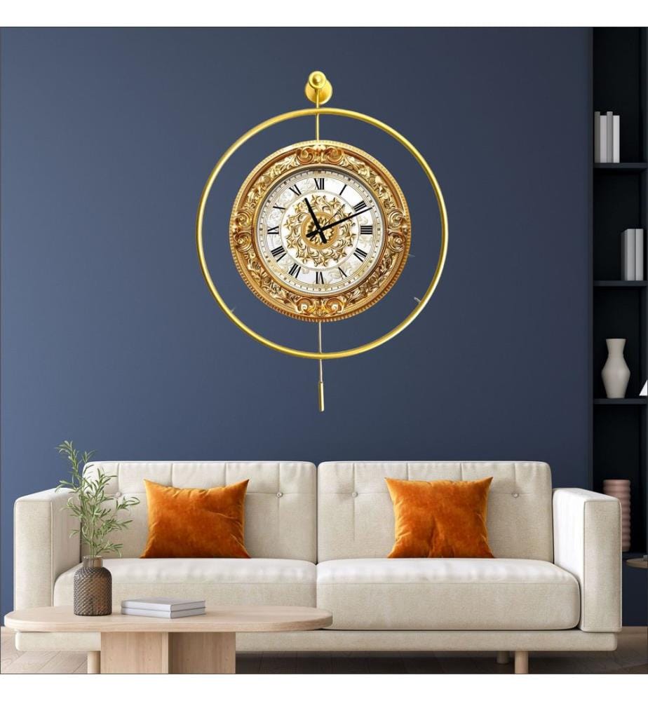 Decorative Metal Wall Clock, Gold, 100% METAL