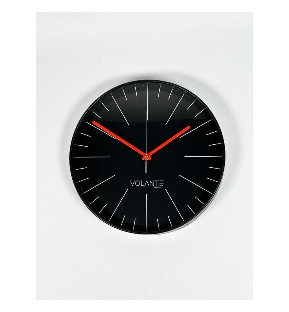 Decorative Wall Clock, Black, Red, 100% PLASTIC