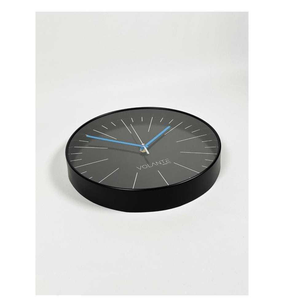 Decorative Wall Clock, Black, Blue, 100% PLASTIC