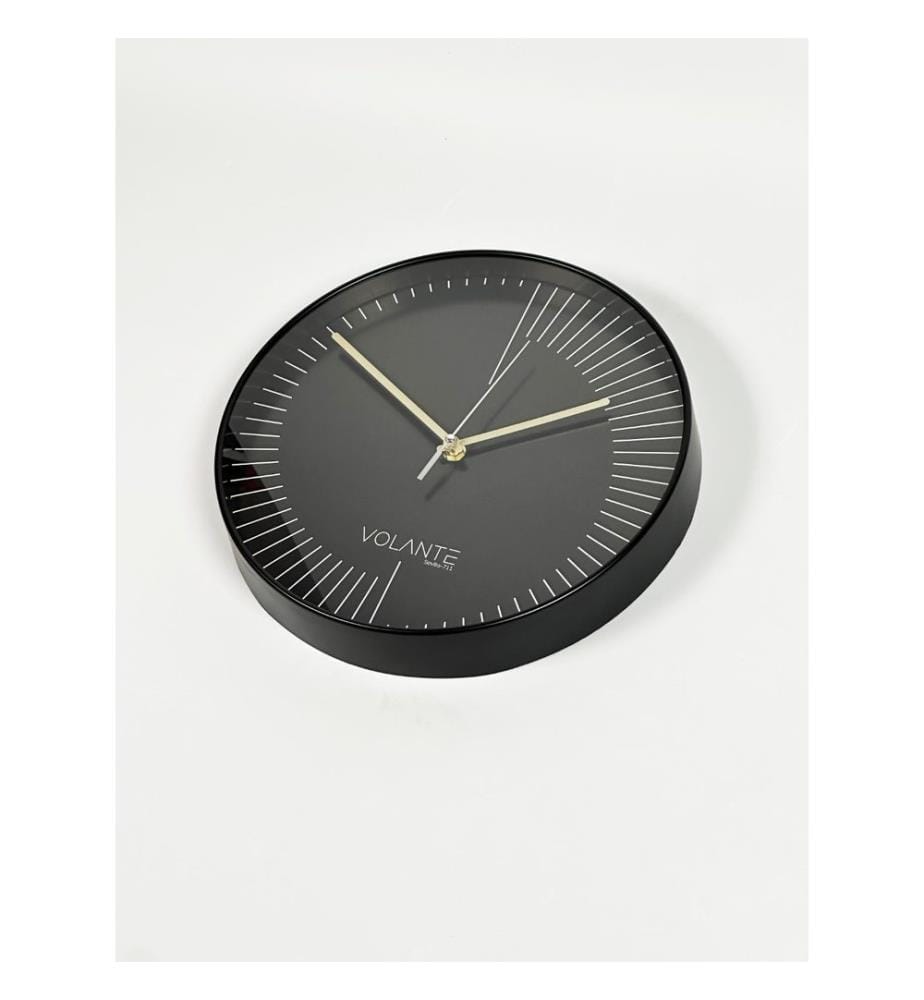 Decorative Wall Clock, Black, Gold, 100% PLASTIC