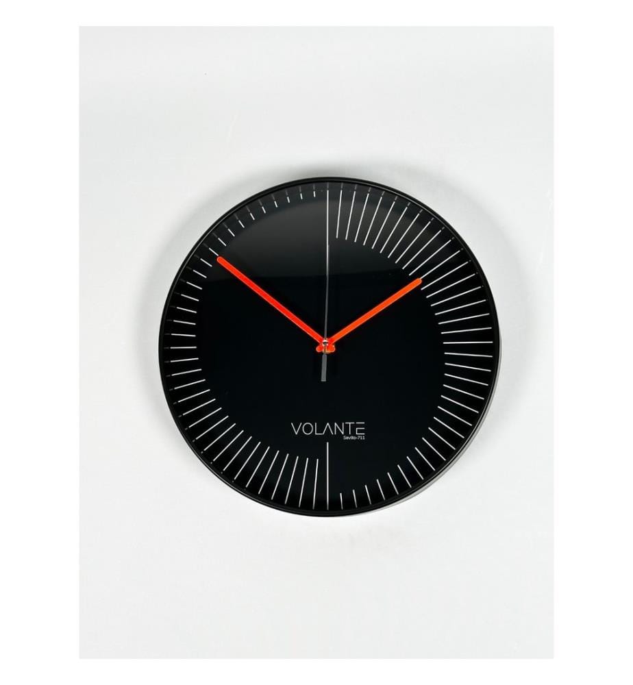 Decorative Wall Clock, Black, Red, 100% PLASTIC