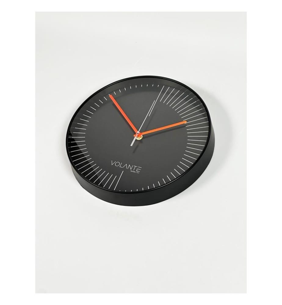 Decorative Wall Clock, Black, Red, 100% PLASTIC