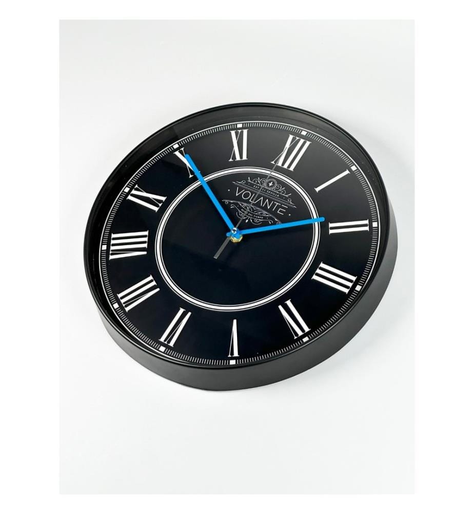 Decorative Wall Clock, Black, Blue, 100% PLASTIC
