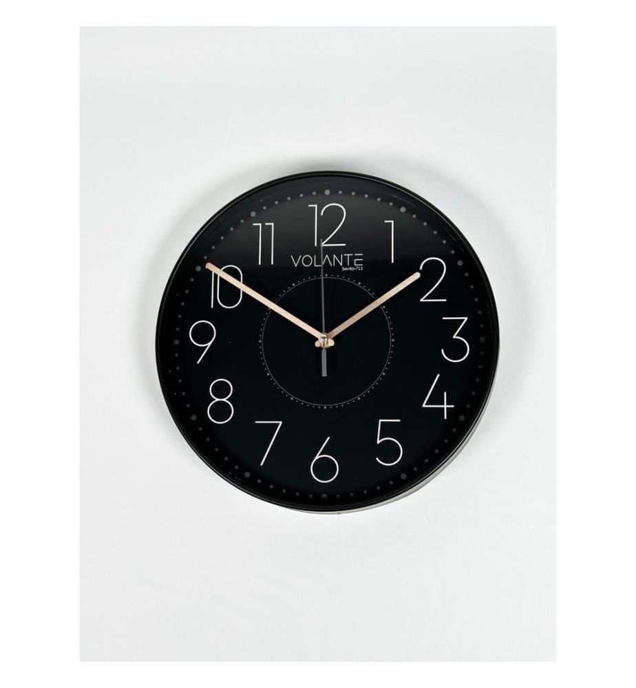 Decorative Wall Clock, Black, 100% PLASTIC