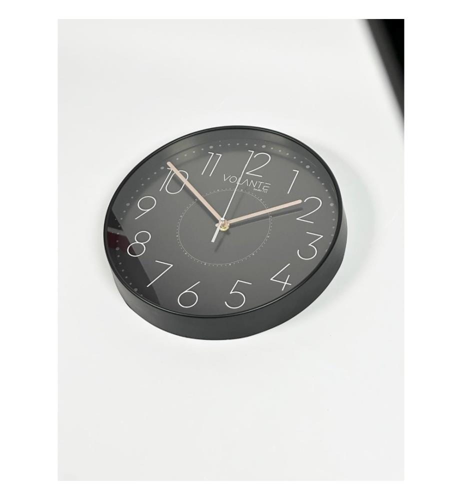 Decorative Wall Clock, Black, 100% PLASTIC