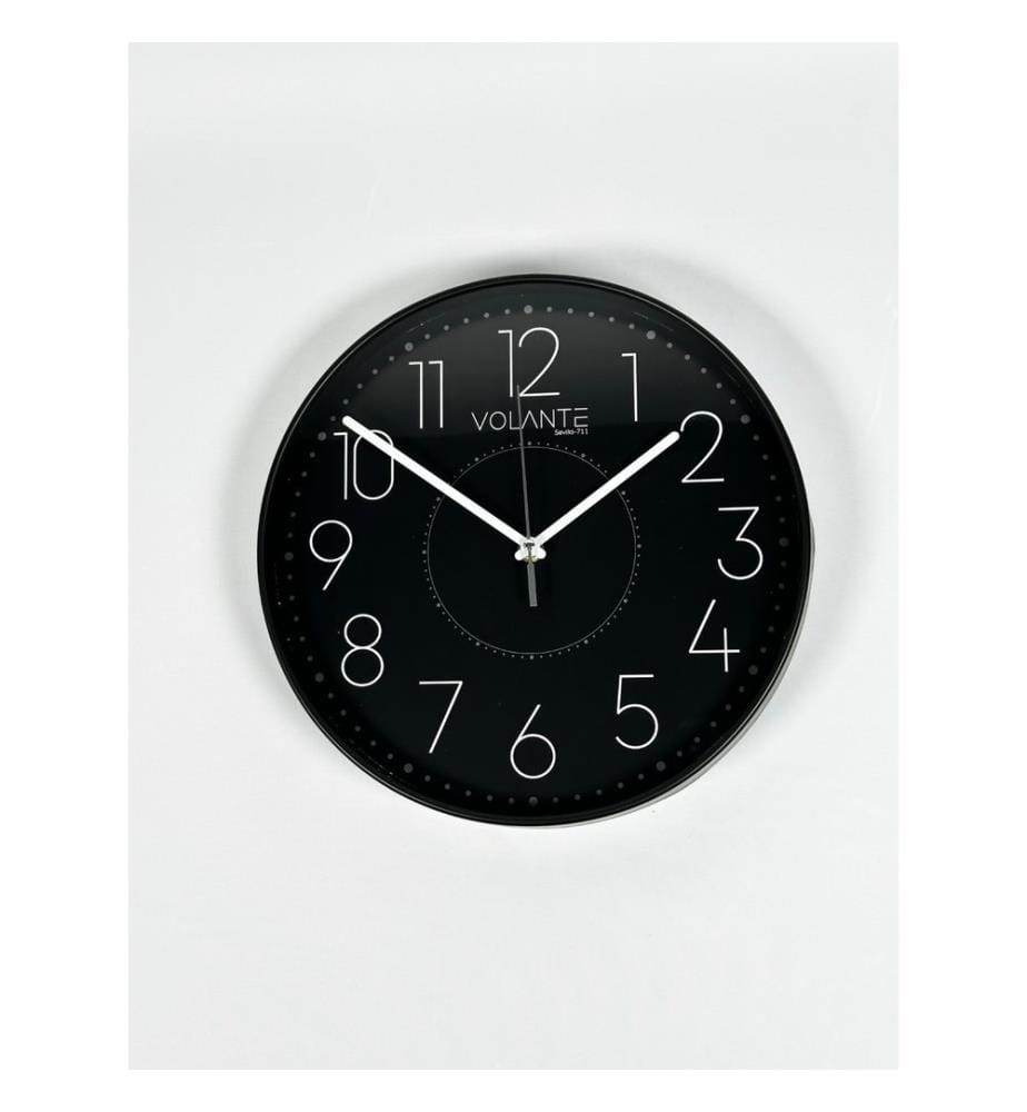 Decorative Wall Clock, Black, White, 100% PLASTIC