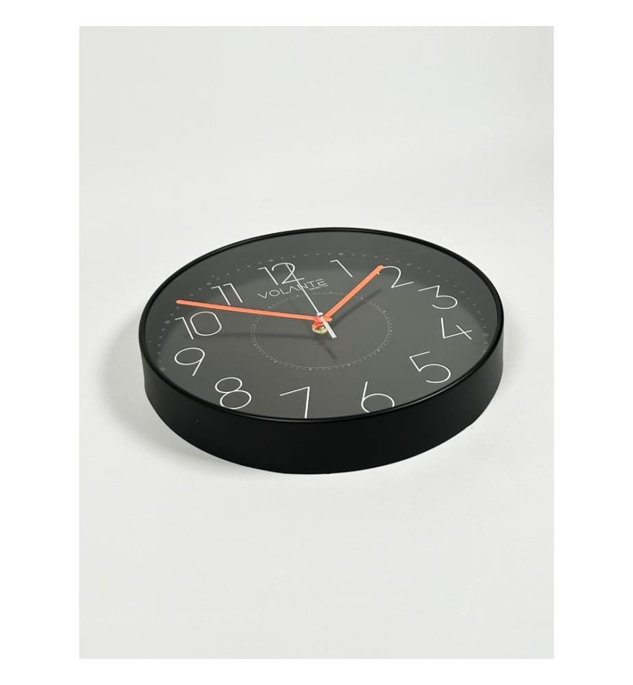 Decorative Wall Clock, Black, Red, 100% PLASTIC