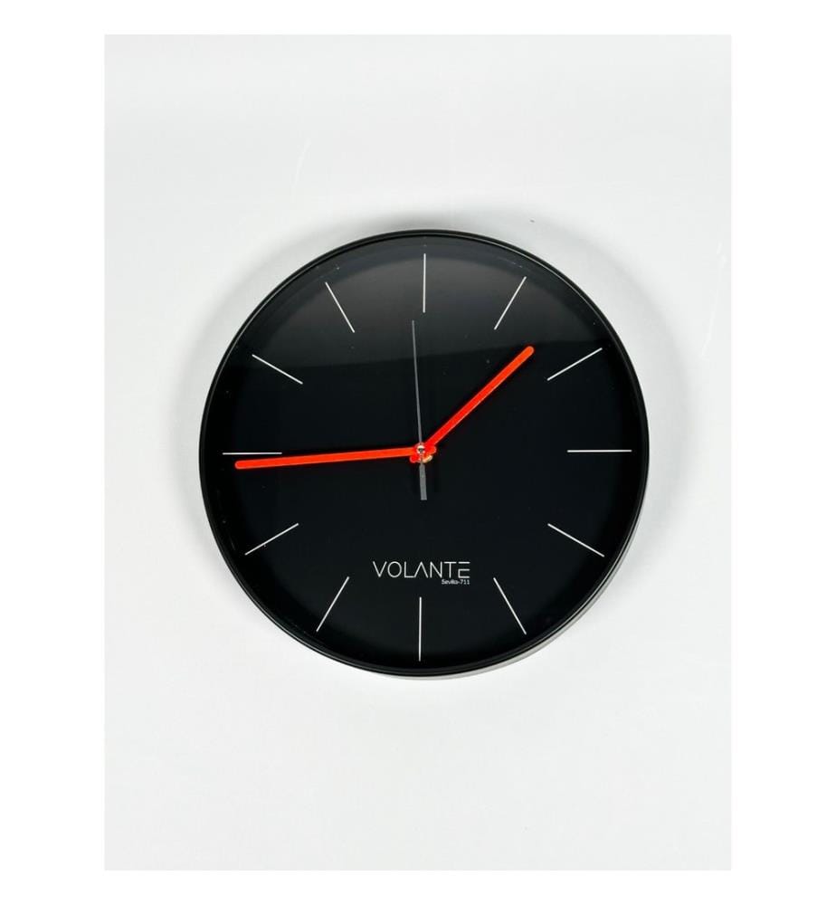 Decorative Wall Clock, Black, Red, 100% PLASTIC