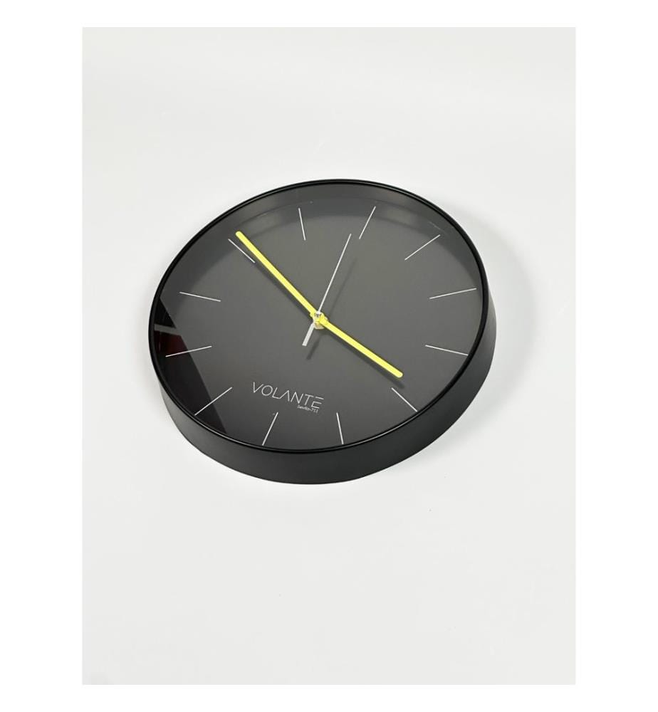 Decorative Wall Clock, Black, Yellow, 100% PLASTIC