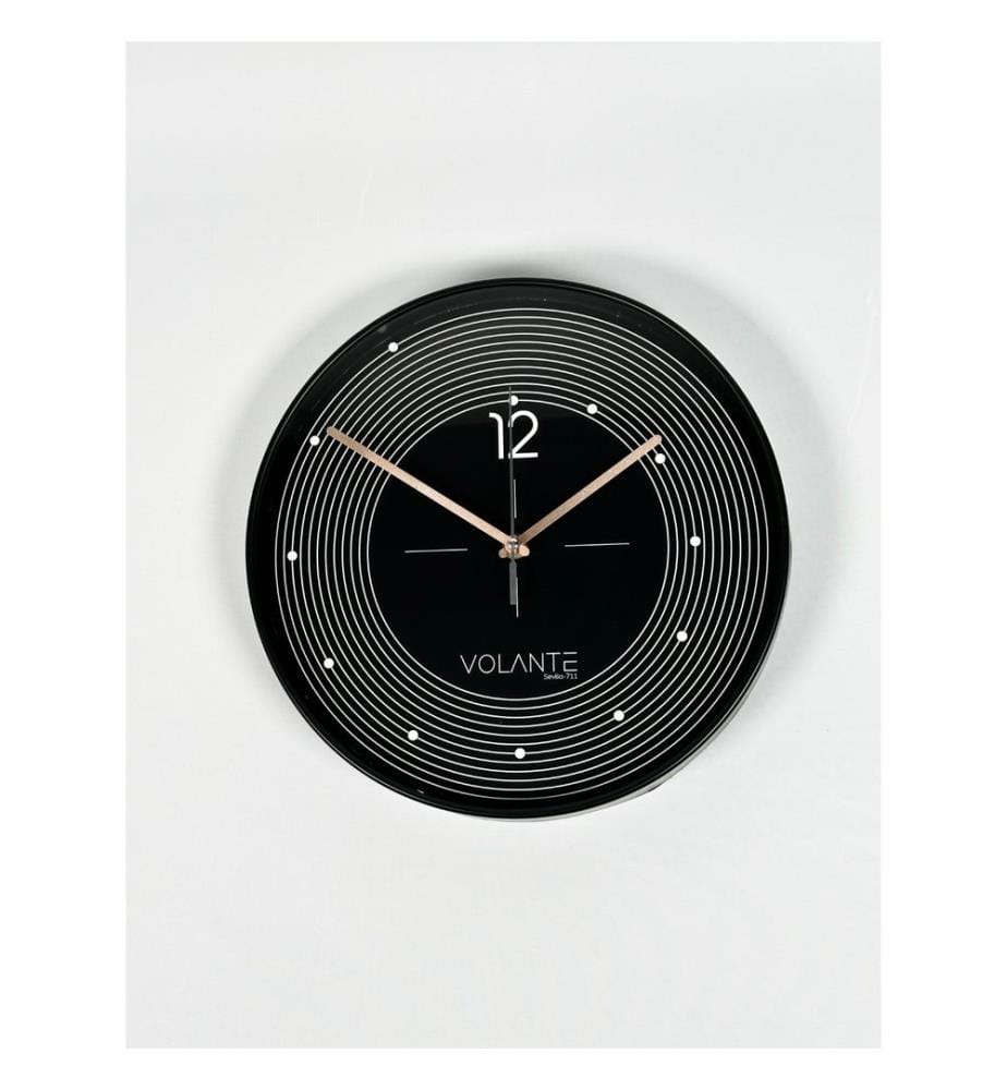 Decorative Wall Clock, Black, Bronze, 100% PLASTIC