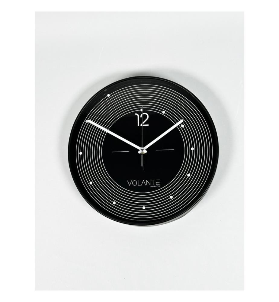 Decorative Wall Clock, Black, White, 100% PLASTIC
