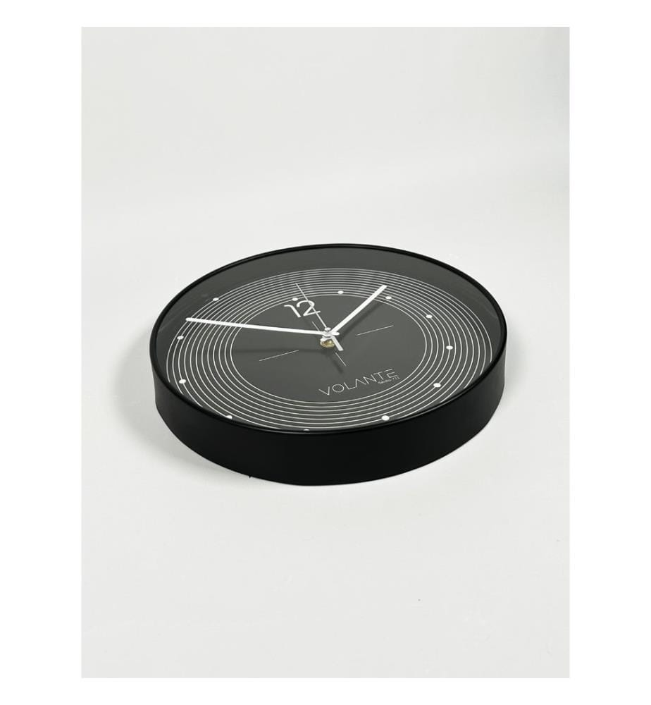 Decorative Wall Clock, Black, White, 100% PLASTIC