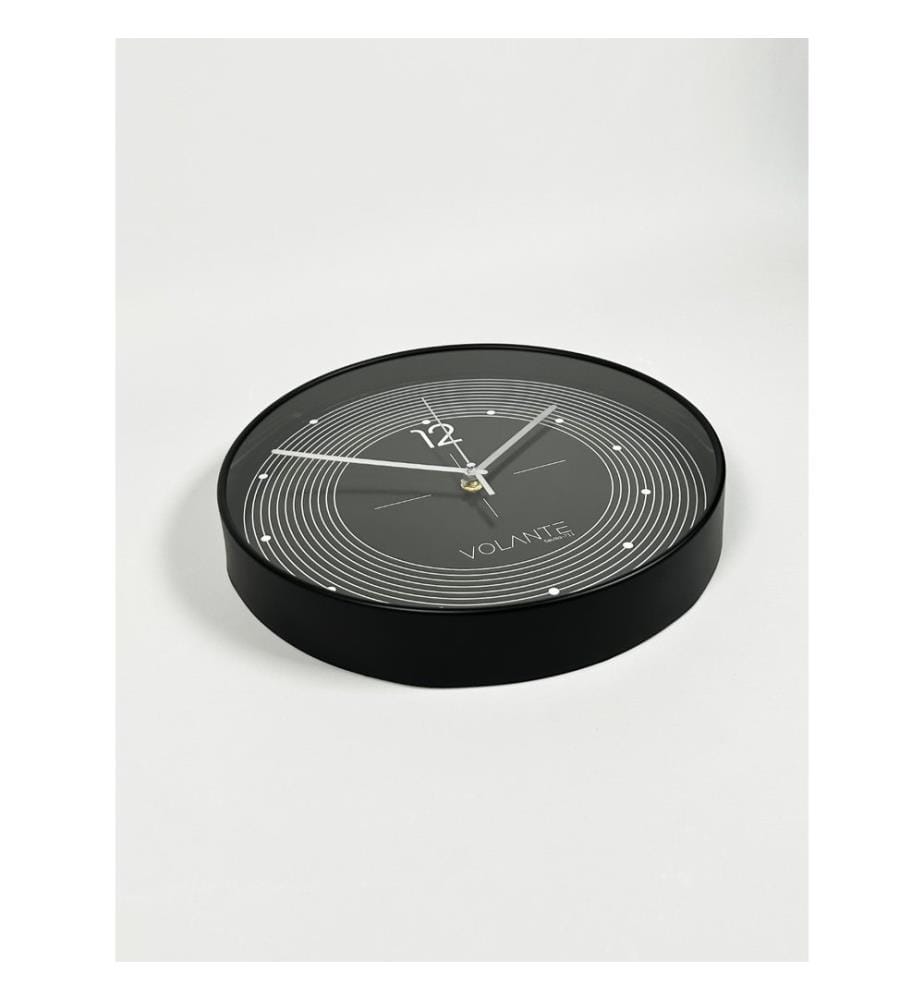 Decorative Wall Clock, Black, Silver, 100% PLASTIC