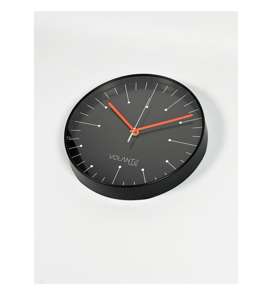 Decorative Wall Clock, Black, Red, 100% PLASTIC