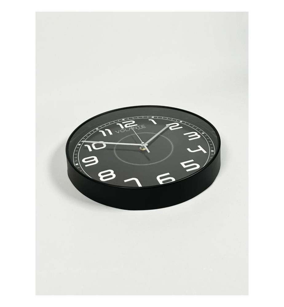 Decorative Wall Clock, Black, Silver, 100% PLASTIC