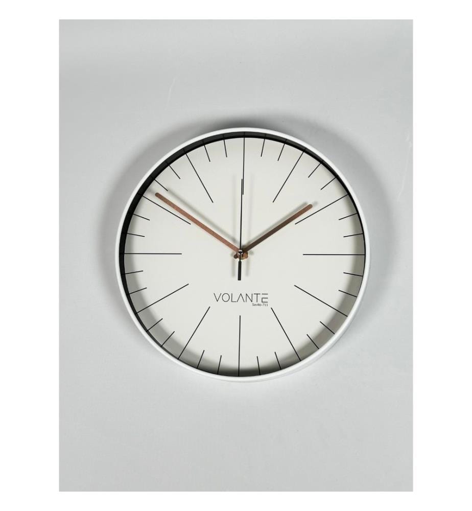 Decorative Wall Clock, White, Bronze, 100% PLASTIC