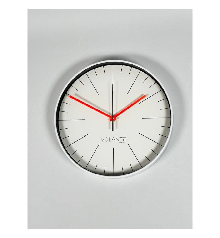 Decorative Wall Clock, White, Red, 100% PLASTIC