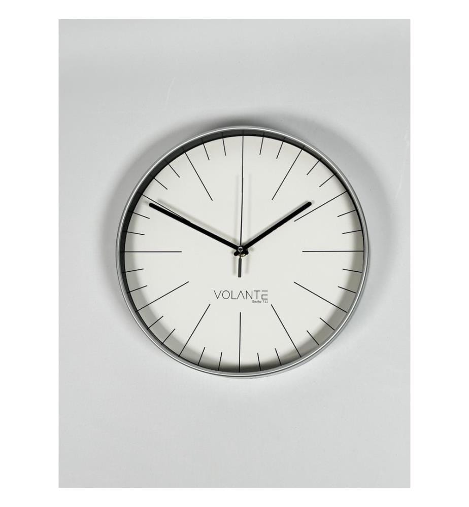 Decorative Wall Clock, Silver, Black, 100% PLASTIC