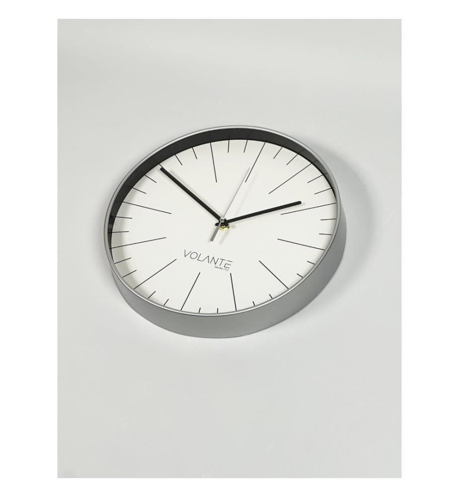 Decorative Wall Clock, Silver, Black, 100% PLASTIC