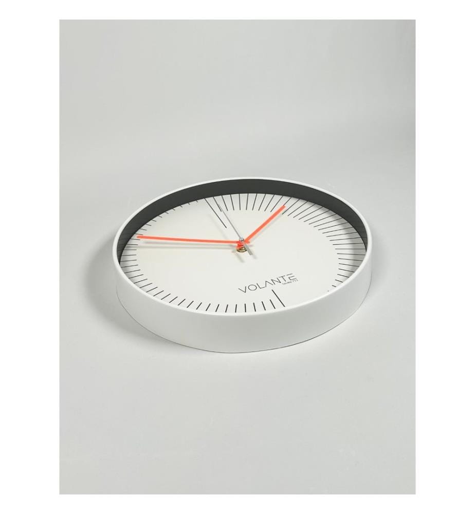 Decorative Wall Clock, White, Red, 100% PLASTIC
