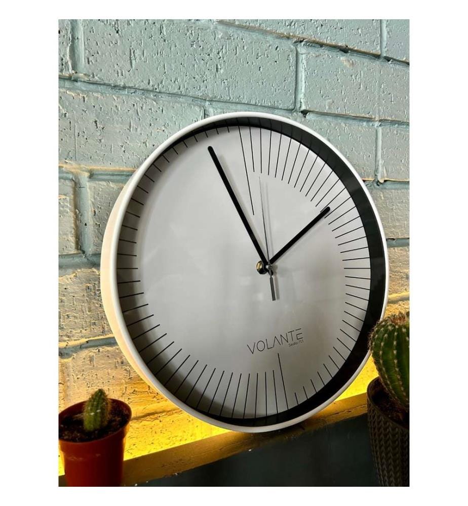 Decorative Wall Clock, White, Black, 100% PLASTIC