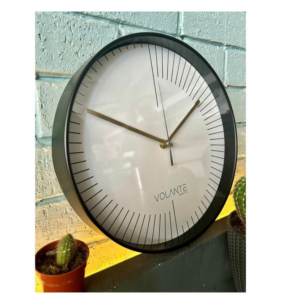 Decorative Wall Clock, Black, Gold, 100% PLASTIC