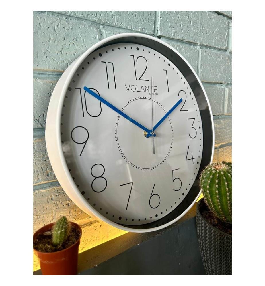 Decorative Wall Clock, White, Blue, 100% PLASTIC