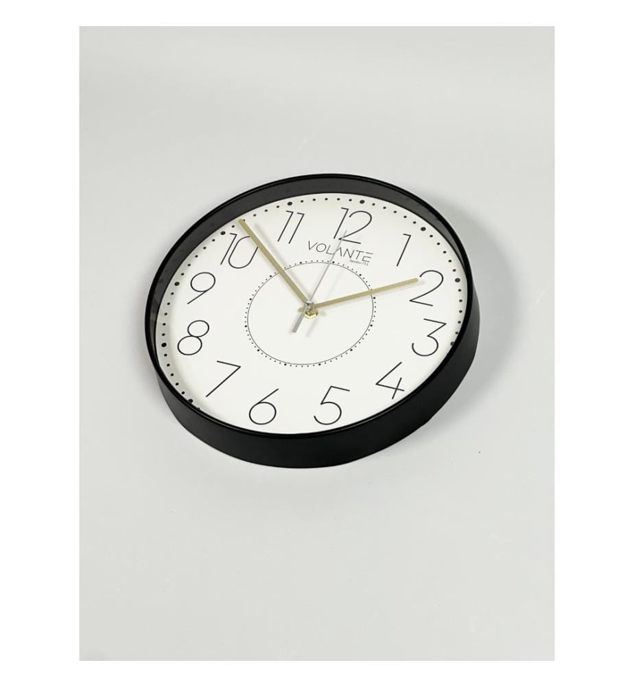 Decorative Wall Clock, Black, Gold, 100% PLASTIC